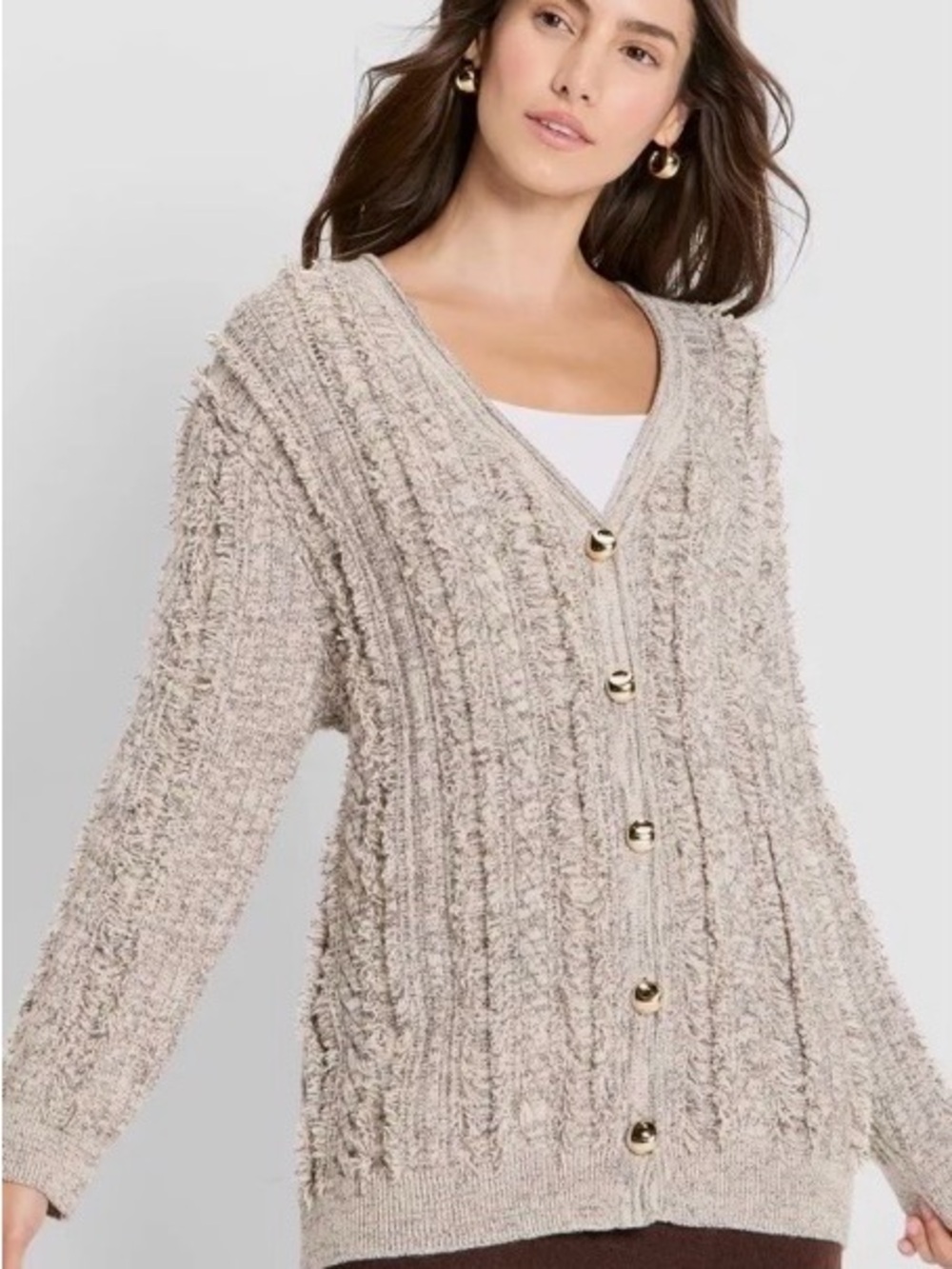 NWT Plus Size Future Collective Cozy Textured V-Neck Button Cardigan